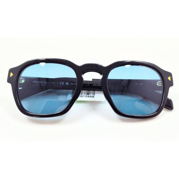 PRADA A16S BLACK SHN POLARIZED BLUE LENSE SUNGLASSES NEW IN CASE & BOX WITH TAGS - Picture 2 of 15